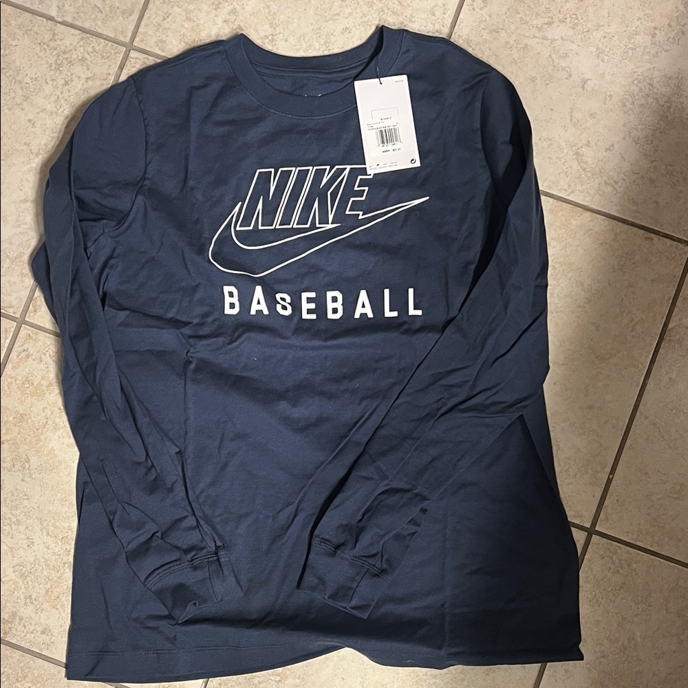 Nike Dark Blue Baseball Long Sleeve Tee